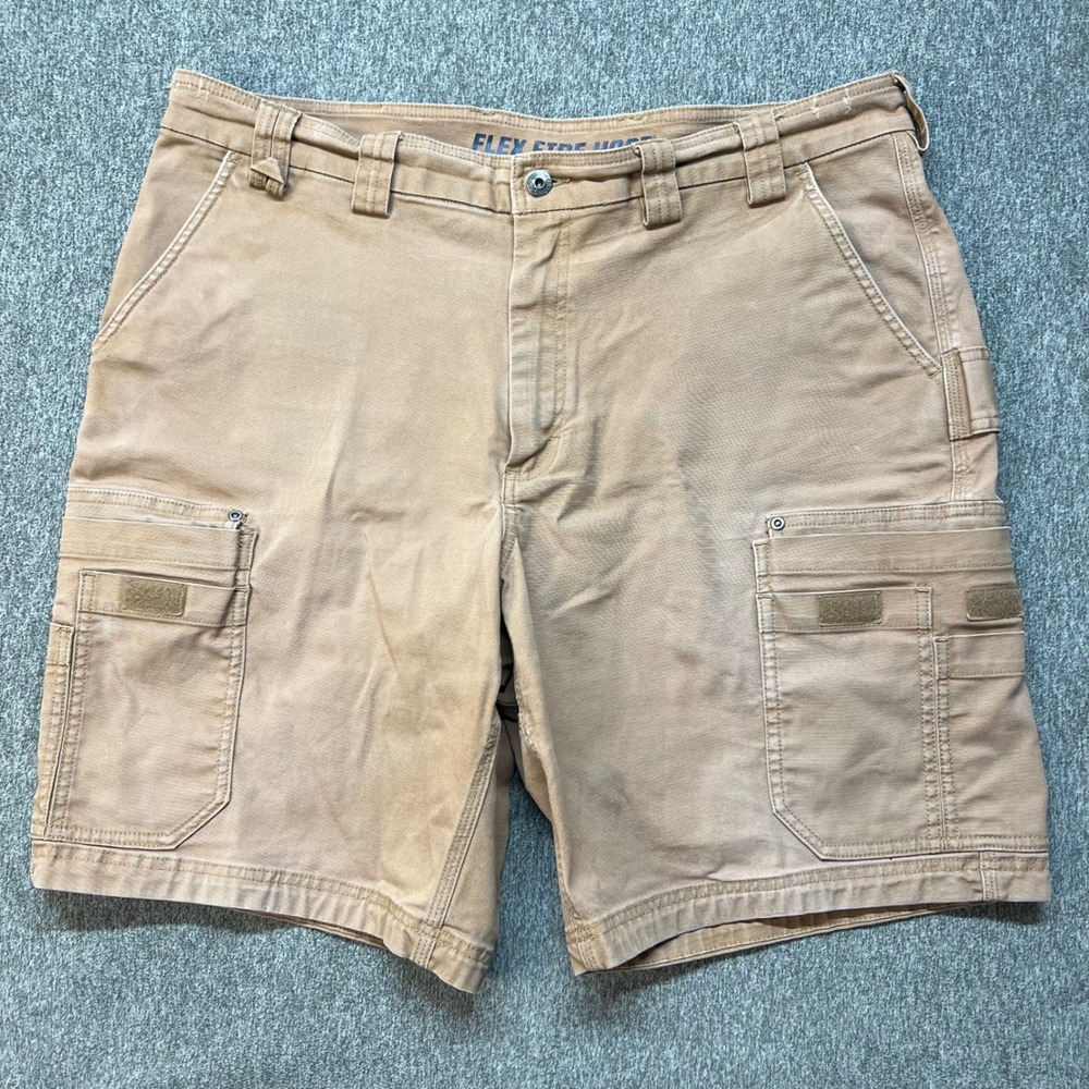 Duluth Trading Co Flex Fire Hose Cargo Shorts Mens 40 Reddish Orange Workwear